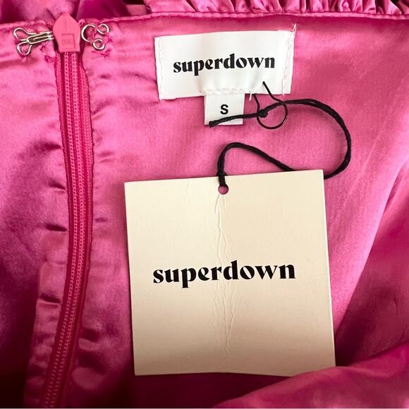 Superdown Women’s Aurora Hot Pink Magenta Off Shoulder Corset Mini Dress Size S - Picture 4 of 11
